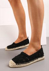 Czarne Espadryle na Podeszwie z Warkoczem z Juty z Ażurowymi Kwiatkami Riviara. Czarne espadryle damskie Born2be, na lato, z aplikacjami, bez obcasa, bez zapięcia. Za 99.99 zł.