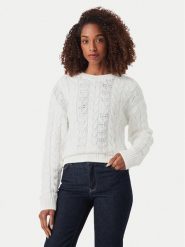 Guess Sweter W6YR21 Z0965 Biały Regular Fit. Białe swetry damskie Guess, xl, z aplikacjami, z bawełny, bez kołnierzyka, bez ramiączek, bez kaptura. Za 424.99 zł.