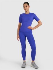 4F Legginsy treningowe szybkoschnące damskie - granatowe L. Niebieskie legginsy damskie 4f, l, bez wzorów, z dzianiny. Za 169.99 zł.