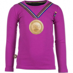Koszulka "Gold" w kolorze fioletowym. Fioletowe bluzki dla dziewczynek 4FunkyFlavours Kids, z nadrukiem, z okrągłym kołnierzem, z długim rękawem. W wyprzedaży za 82.95 zł.