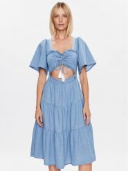 Pepe Jeans Sukienka codzienna Aitana PL953225 Niebieski Regular Fit. Niebieskie sukienki damskie Pepe Jeans, na co dzień, xs, bez wzorów, z bawełny, bez kołnierzyka, bez ramiączek, proste. Za 309.99 zł.