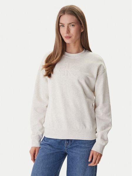 Calvin Klein Jeans Bluza LV047F204G Beżowy Regular Fit. Brązowe bluzy damskie Calvin Klein Jeans, m, bez wzorów, z bawełny, bez kaptura. Za 268.99 zł.