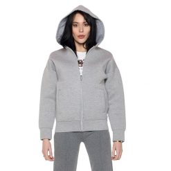 Bluza z kaptur na co dzień na siłownię. Niebieskie bluzy damskie LEONE 1947 APPAREL, bez wzorów, z bawełny, bez kaptura, na fitness i siłownię. W wyprzedaży za 273.65 zł.