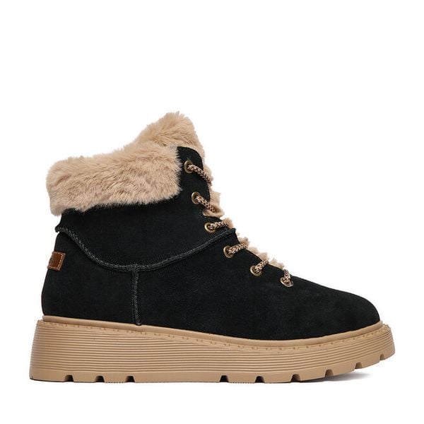 Trzewiki Rieker. Czarne botki damskie Rieker, bez obcasa, na płaskiej podeszwie, bez zapięcia. Za 429.99 zł.