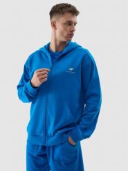 4F Bluza dresowa rozpinana z kapturem z bawełny organicznej męska - kobaltowa 3XL. Niebieskie bluzy męskie 4f, l, bez wzorów, z bawełny, z kapturem. W wyprzedaży za 139.99 zł.