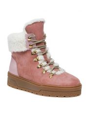 Pollini Trzewiki SA21254H0HTGC62A Różowy. Czerwone botki damskie Pollini, z nubiku, bez obcasa, na płaskiej podeszwie, bez zapięcia. Za 2,459.00 zł.