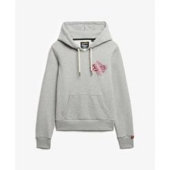 Damska metaliczna bluza z kapturem Superdry Athletic. Szare bluzy damskie Superdry., l, bez wzorów, z kapturem. Za 298.00 zł.