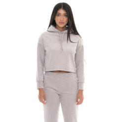 Leone 1947 Glam Winter Damen-Wintersweatshirt zum Überziehen, Samt, gestreift. Szare bluzy sportowe damskie LEONE 1947 APPAREL, bez wzorów, na fitness i siłownię. W wyprzedaży za 176.82 zł.