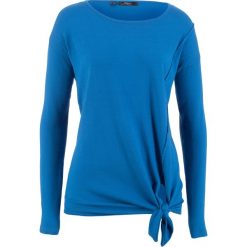 Sweter z dzianiny o gładkim splocie z przewiązaniem bonprix lazurowy. Swetry damskie marki KALENJI. Za 69.99 zł.