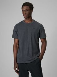4F T-shirt regular gładki męski - szary L. Szare t-shirty męskie 4f, l, bez wzorów, z jeansu, biznesowe, bez kołnierzyka. Za 49.99 zł.