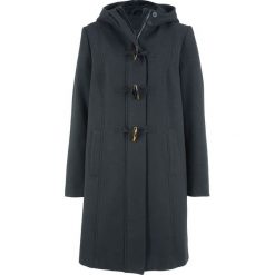 Płaszcz z materiału w optyce wełny z guzikami kołkami bonprix czarny. Płaszcze damskie marki FOUGANZA. Za 169.99 zł.