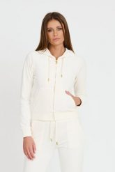 JUICY COUTURE Bluza ecru damska Gold Robertson Hoodie, Rozmiar M. Brązowe bluzy damskie Juicy Couture, m, bez wzorów, z kapturem. W wyprzedaży za 234.99 zł.