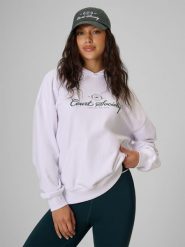 4F Bluza dresowa loose z kapturem damska - biała XS. Białe bluzy sportowe damskie 4f, l, bez wzorów, z dresówki, z kapturem. Za 169.99 zł.
