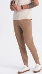 Ombre Spodnie męskie dresowe typu jogger - brązowe V2 OM-PABS-0173 L. Brązowe spodnie sportowe męskie Ombre, l, bez wzorów, z dresówki. Za 89.99 zł.