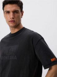 T-shirt boxy z nadrukiem - ciemnoszary. Szare t-shirty męskie Reserved, l, bez wzorów, z bawełny, bez kołnierzyka. Za 79.99 zł.