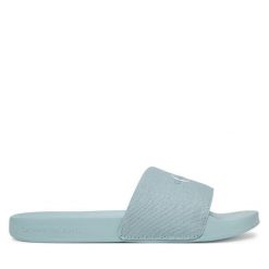 Klapki Calvin Klein Jeans. Niebieskie klapki damskie Calvin Klein Jeans, bez wzorów, z jeansu, bez obcasa. Za 99.99 zł.