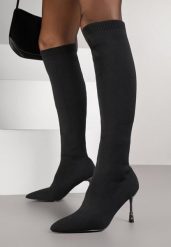 Czarne Eleganckie Kozaki Skarpetkowe Vices na Szpilce z Cyrkoniami Nicebia. Czarne kozaki damskie Born2be, bez obcasa, na obcasie. Za 129.99 zł.