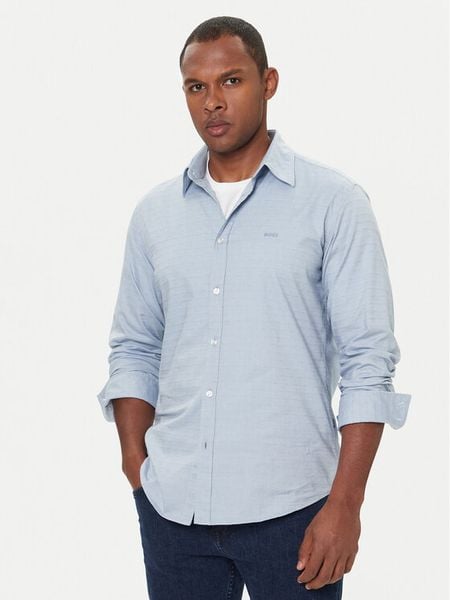 BOSS Koszula Relegant 50548959 Błękitny Regular Fit. Niebieskie koszule męskie Boss, m, bez wzorów, z bawełny, bez kołnierzyka, bez ramiączek. Za 299.99 zł.