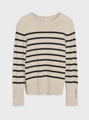 Sweter w paski - wielobarwny. Swetry damskie Sinsay, l, bez wzorów, bez kołnierzyka, bez ramiączek, długie, bez kaptura. W wyprzedaży za 13.99 zł.
