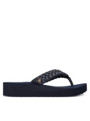 Tommy Hilfiger Japonki Th Wedge Cornrow Beach Sandal FW0FW09037 Granatowy. Niebieskie klapki damskie Tommy Hilfiger, bez wzorów, ze skóry, bez obcasa. Za 209.99 zł.