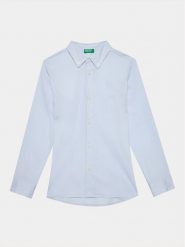 United Colors Of Benetton Koszula 5AWRCQ01M Błękitny Regular Fit. Niebieskie koszule dla chłopców United Colors Of Benetton, bez wzorów, z bawełny, bez kołnierzyka, bez ramiączek. Za 59.99 zł.