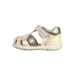 Sandały Geox Model B Sandal Zapito Girl Kolor Biały. Białe sandały damskie Geox, bez wzorów, z tkaniny, bez obcasa, bez zapięcia. Za 149.99 zł.