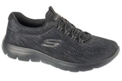 Buty treningowe damskie, Summits - Fun Flair. Czarne obuwie sportowe damskie Skechers, bez wzorów, z materiału, na fitness i siłownię. Za 229.99 zł.