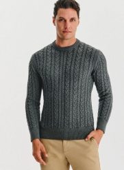 PAKO LORENTE - szary sweter męski z kaszmirem. Szare swetry przez głowę męskie Pako Lorente, na jesień, l, bez wzorów, z bawełny, bez kołnierzyka. Za 359.99 zł.