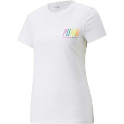 Koszulka treningowa damska Puma Swxp Graphic. Białe koszulki sportowe damskie Puma, s, bez wzorów, bez kołnierzyka. Za 226.00 zł.