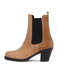 Simple Botki SL-36-02-000064 Brązowy. Brązowe botki damskie Simple, ze skóry, bez obcasa, na słupku, bez zapięcia. Za 479.99 zł.