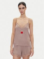 HUGO Koszulka piżamowa Red Label Lace_Cami 50531653 Brązowy Regular Fit. Brązowe piżamy damskie Hugo, xxl, bez wzorów, z wiskozy, bez ramiączek. Za 159.99 zł.