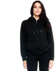 Damski pleciony sweter z kapturem Leone Greyss. Czarne swetry damskie LEONE 1947 APPAREL, l, bez wzorów, z dzianiny, sportowe, bez kołnierzyka, bez ramiączek, długie, z kapturem. Za 168.36 zł.