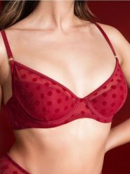 Biustonosz półusztywniany w kropki - bordowy. Czerwone biustonosze Sinsay, bez wzorów. Za 25.99 zł.