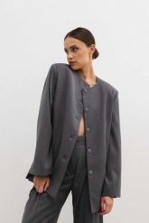 Gładka marynarka w kolorze GRAPHITE - ELEGANCE-L/XL. Szare żakiety damskie Marsala, l, bez wzorów, z poliesteru, eleganckie. W wyprzedaży za 74.98 zł.