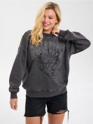 Bluza z efektem sprania Hello Kitty - zielony. Zielone bluzy damskie Sinsay, l, bez wzorów, bez kaptura. W wyprzedaży za 29.99 zł.