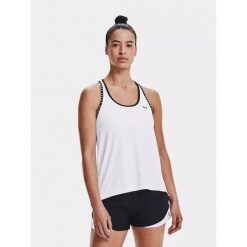 Koszulka fitness damska Under Armour Knockout Tank bez rękawów. Białe koszulki sportowe damskie Under Armour, bez wzorów, na fitness i siłownię. Za 139.99 zł.
