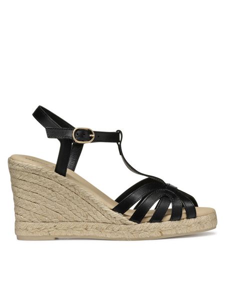 Geox Espadryle D Gelsa D55TPA 00043 C9999 Czarny. Czarne sandały damskie Geox, bez wzorów, ze skóry, bez obcasa, bez zapięcia. Za 269.99 zł.