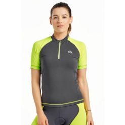 Koszulka rowerowa damska Rough Radical Mobile tee. Zielone koszulki sportowe damskie ROUGH RADICAL, l, bez wzorów, bez kołnierzyka, bez ramiączek, rowerowe. Za 49.90 zł.