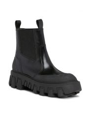 Tommy Jeans Sztyblety Tjw Chunky Chelsea Mix Material EN0EN02375 Czarny. Czarne botki damskie Tommy Jeans, z jeansu, bez obcasa, na płaskiej podeszwie, bez zapięcia. Za 679.99 zł.