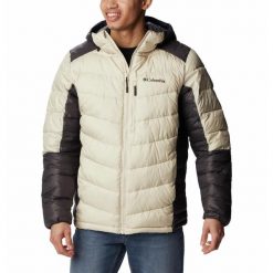 Kurtka Turystyczna Puchowa Męska Columbia Labyrinth Loop Hooded Jacket. Brązowe kurtki męskie Columbia, l, bez wzorów, z puchu, sportowe, bez kaptura. W wyprzedaży za 747.25 zł.