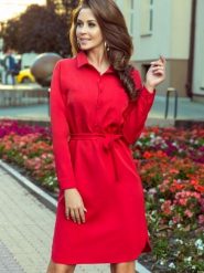 Sukienka Model Camille 284-1 Red - Numoco. Czerwone sukienki damskie NUMOCO, na co dzień, l, bez wzorów, z elastanu, bez kołnierzyka, plus size, bez ramiączek, koszulowe. Za 254.00 zł.
