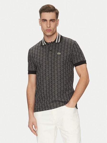 Lacoste Polo DH1417 Czarny Regular Fit. Czarne koszulki polo męskie Lacoste, m, bez wzorów, z syntetyku, bez ramiączek. Za 439.99 zł.