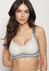 Jasnoszary Biustonosz z Zapięciem na Haftki Greledia. Szare biustonosze Born2be, bez wzorów. Za 29.99 zł.