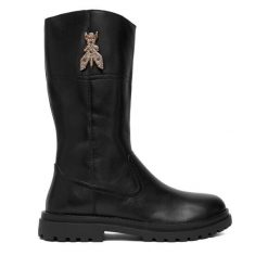 Kozaki Patrizia Pepe. Czarne buty zimowe dziewczęce Patrizia Pepe, bez wzorów, bez zapięcia. Za 599.99 zł.