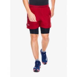 Spodenki do biegania męskie Under Armour Launch 5 inch 2-in-1 Short. Czerwone krótkie spodenki sportowe męskie Under Armour, m, bez wzorów, do biegania. Za 140.99 zł.