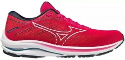 Buty do biegania damskie Mizuno Wave Rider 25. Czerwone obuwie sportowe damskie Mizuno, bez wzorów, z gumy, do biegania, mizuno wave. Za 399.99 zł.