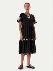 Tatuum Sukienka letnia Ayo T2509.202 Czarny Relaxed Fit. Czarne sukienki damskie Tatuum, na lato, bez wzorów, z bawełny, bez kołnierzyka, bez ramiączek. Za 279.99 zł.