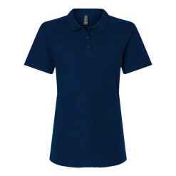 Damska Koszulka Polo Pique Soft Touch. Niebieskie koszulki sportowe damskie Gildan, xl, bez wzorów, bez kołnierzyka, bez ramiączek. Za 50.99 zł.