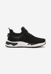 Czarno-Szare Buty Sportowe z Elastyczną Cholewką i Sznurowaniem oraz Tłoczoną Podeszwą Mitina. Czarne buty sportowe męskie Born2be, bez zapięcia. Za 89.99 zł.