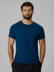 4F T-shirt slim gładki męski - szary M. Niebieskie t-shirty męskie 4f, m, bez wzorów, z bawełny, bez kołnierzyka. Za 59.99 zł.